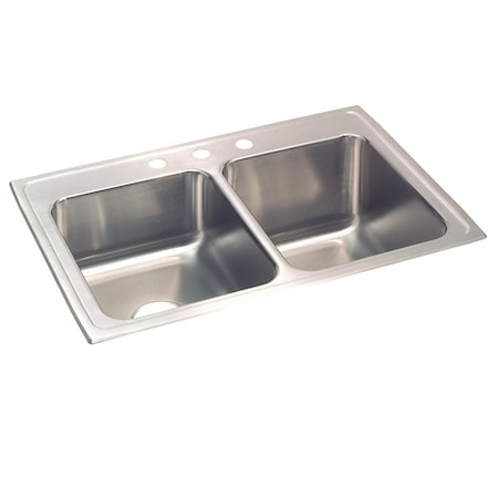 Lustertone Stainless Steel 33 X 22 X 10-1/8 Equal Double Bowl Top Mount Sink